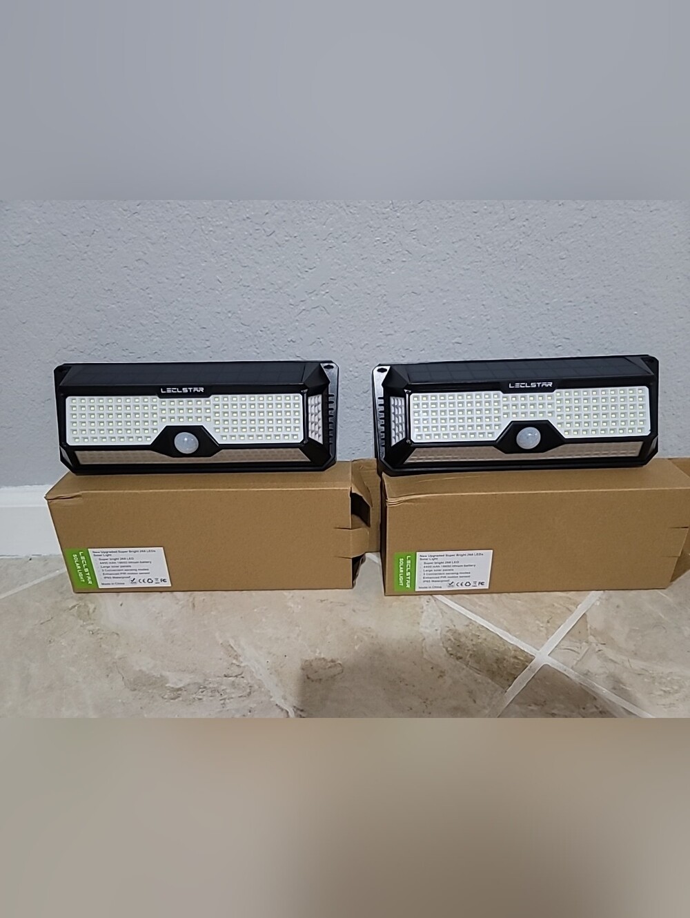 Leclstar Black LED Outdoor Solar light with Motion Sensor Set Of 2